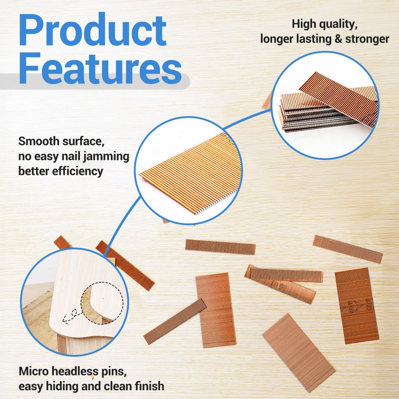 Meite مسامير ميتي 23 قياس، 10000 قطعة، مسامير رأسية دقيقة 5/8 بوصة لمسدس المسامير - مسامير مجلفنة لمسدس المسامير، مثالية للأعمال الخشبية الدقيقة وأعمال الزينة - Image 3